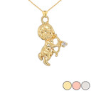 Diamond Cupid Pendant Necklace in Gold (Yellow/Rose/White)