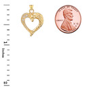 3-Stone Diamond Sparkle-Cut Open Heart Pendant Necklace in Gold (Yellow/Rose/White)