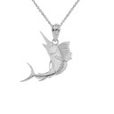 .925 Sterling Silver Swordfish Pendant Necklace
