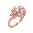 Diamond Daisy Flower Statement Ring in Gold (Yellow/Rose/White)