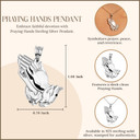 Praying Hands in Sterling Silver Pendant Necklace