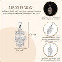 Caravaca Double Cross With Angels Crucifix Pendant in Sterling Silver