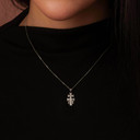 Caravaca Double Cross With Angels Crucifix Pendant in Sterling Silver