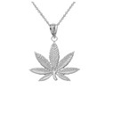 Marijuana Leaf Cannabis Pendant in Sterling Silver