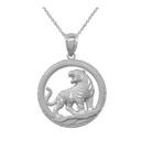 .925 Sterling Silver Round Tiger Pendant Necklace