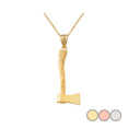 Axe Charm Pendant Necklace in Solid Gold (Yellow/Rose/White)