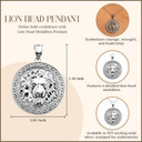 .925 Sterling Silver Lion Head Medallion Pendant Necklace