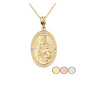 Virgen Del Carmen Diamond Pendant Necklace in Gold (Yellow/ Rose/White)