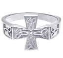 White Gold Mens Celtic Trinity Cross Ring