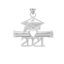 Class of 2021 Graduation Diploma & Cap Pendant Necklace in Gold (Yellow/Rose/White)