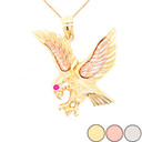 Eagle Charm Pendant Necklace in Gold (Yellow/Rose/White)