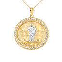 Diamond Saint Jude Medallion Pendant Necklace in Gold (Yellow/Rose/White)