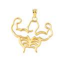 Body Building Muscle Man Pendant Necklace In Gold (Yellow/Rose/White)