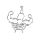 Body Building Muscle Man Pendant Necklace In Sterling Silver