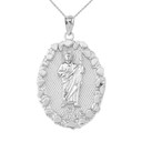 Solid-White-Gold-Saint-Jude-Nugget-Pendant-Necklace