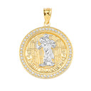 Diamond Saint Christopher medallion Pendant Necklace in Gold (Yellow/Rose/White)