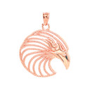 Eagle Head Pendant Necklace in Solid Gold (Yellow/Rose/White)