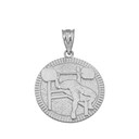 Bench Press Weightlifting Medallion Pendant Necklace in Gold (Yellow/Rose/White)