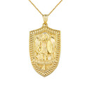 Saint Michael Shield Pendant Necklace in Gold (Yellow/Rose/White)