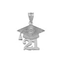 Gold 2021 Graduation Cap Pendant Necklace (Yellow/Rose/White)