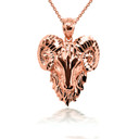 10k/14k 3D Ram Head Bighorn Mountain Sheep Diamond Cut Pendant with Caged Back (Yellow/Rose/White)