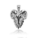 925 Sterling Silver 3D Ram Head Bighorn Mountain Sheep Diamond Cut Pendant with Caged Back