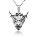 10k/14k 3D Gold Bull  Pendant Necklace with Caged Back (Yellow/Rose/White)