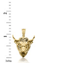 10k/14k 3D Gold Bull  Pendant Necklace with Caged Back (Yellow/Rose/White)