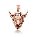 10k/14k 3D Gold Bull  Pendant Necklace with Caged Back (Yellow/Rose/White)