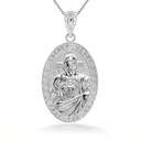 3D 10k/14k Solid Gold Jesus Christ Sacred Heart Narrow Oval Pendant Necklace (Yellow/Rose/White)