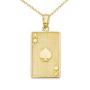 Ace of Spades Card Pendant Necklace in Gold (Yellow/Rose/White)