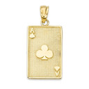 Ace of Clubs Card Pendant Necklace in Gold (Yellow/Rose/White)