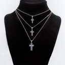 Silver 3D Rectangular Crucifix Cross Pendant Necklace