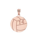 Personalized Engravable Gold Volleyball Charm Necklace With Your Number And Name(Yellow/Rose/White)