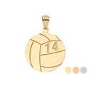 Personalized Engravable Gold Volleyball Charm Necklace With Your Number And Name(Yellow/Rose/White)
