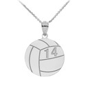 Personalized Engravable Silver Volleyball Charm Necklace With Your Number And Name