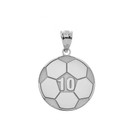 White Gold Personalized Soccer Ball Engravable Name & Number Fútbol Sports Pendant