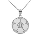 White Gold Personalized Soccer Ball Engravable Name & Number Fútbol Sports Pendant Necklace