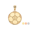 Yellow Gold Personalized Soccer Ball Engravable Name & Number Fútbol Sports Pendant 