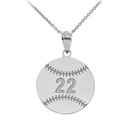 White Gold Personalized Baseball/Softball Engravable Name & Number Sports Pendant Necklace