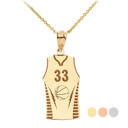 Gold Personalized Basketball Jersey Engravable Name & Number Sports Pendant Necklace