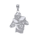 .925 Sterling Silver Football Player Engravable Name & Number Sports Pendant