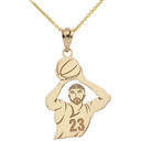 Yellow Gold Personalized Basketball Player Engravable Name & Number Sports Pendant Necklace