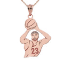Rose Gold Personalized Basketball Player Engravable Name & Number Sports Pendant Necklace