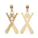 Personalized Engravable Gold Baseball Bat Charm Necklace With Your Number And Name(Yellow/Rose/White)