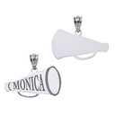 Personalized  Engravable Silver Cheerleader Megaphone Sports  Charm Necklace With Your Name