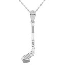 Personalized Engravable Silver  Ice Hockey Stick and Puck Pendant with Your Name and Number