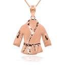 Gold Martial Arts Karate Robe 3D Charm Necklace (Available in Yellow/Rose/White Gold)