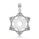 Gold Decorated Star Of David Charm Necklace (Available in Yellow/Rose/White Gold)