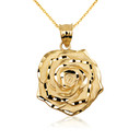 10K/14K Gold Rose Flower Necklace (Available in Yellow Gold, Rose Gold, White Gold)